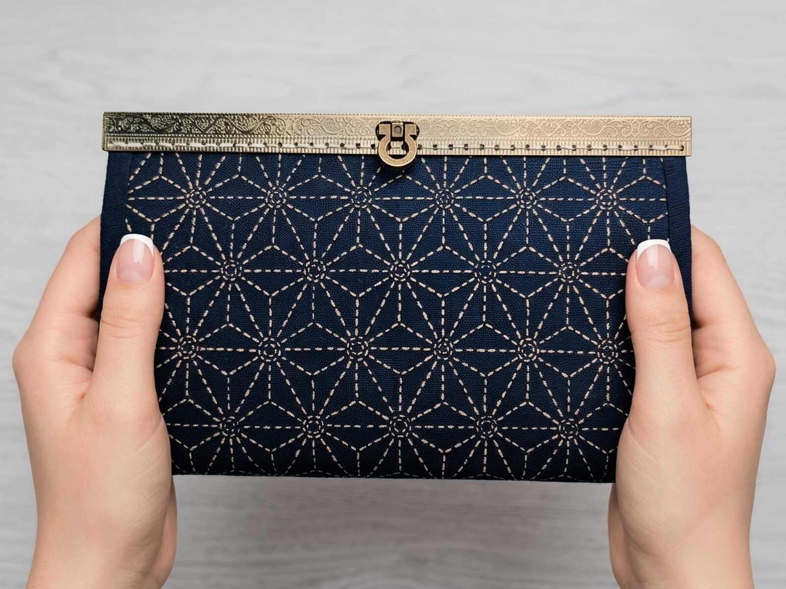 kit monedero con tela de sashiko