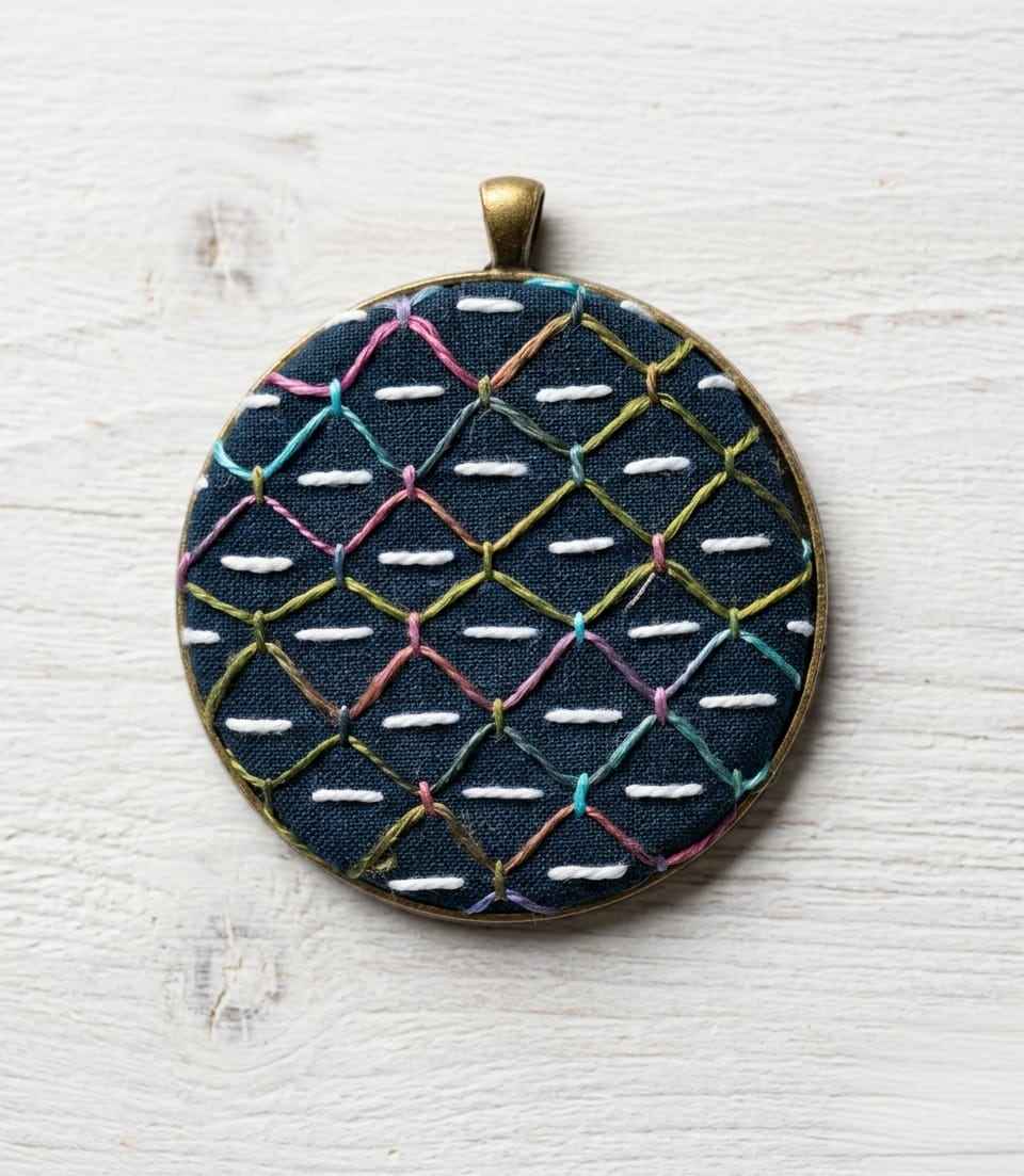 kit de bordado medallón con técnica de sashiko