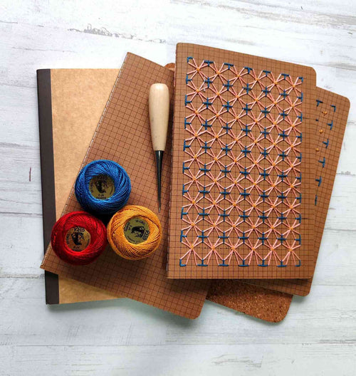 kit para bordad libreta con técnicas de sashiko