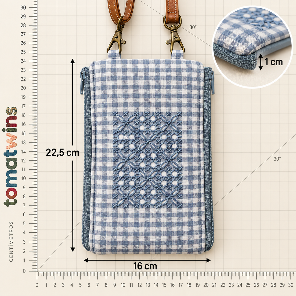 Kit bolsito de bordado español con dos cremalleras