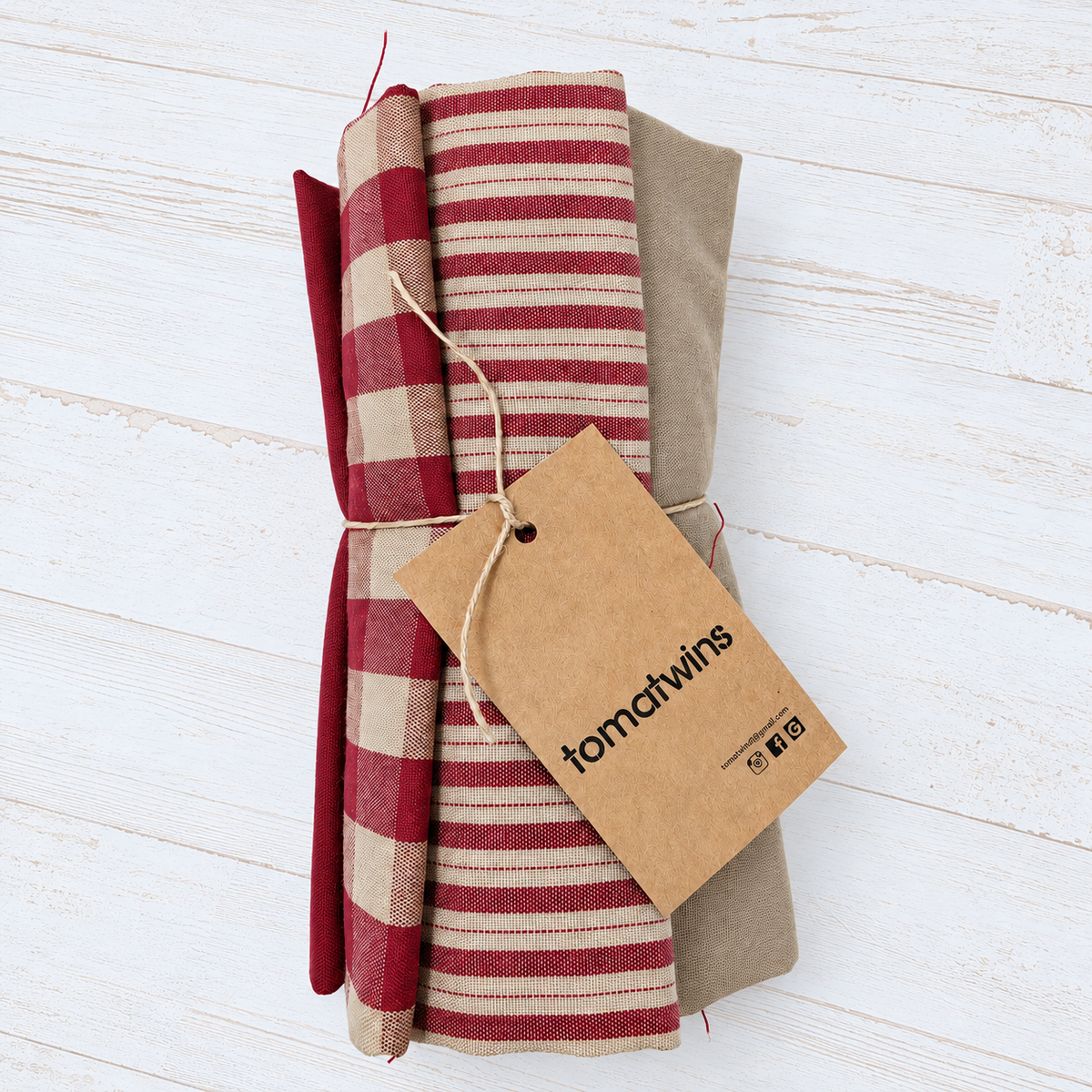 Country Classic · Pack de 7 telas para patchwork en tonos granates y ocres