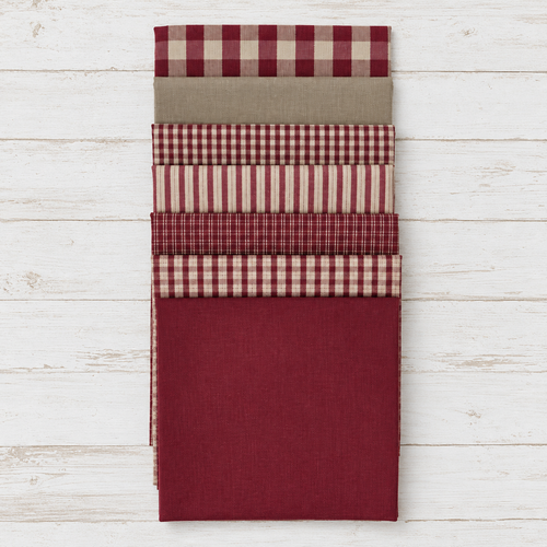Country Classic · Pack de 7 telas para patchwork en tonos granates y ocres