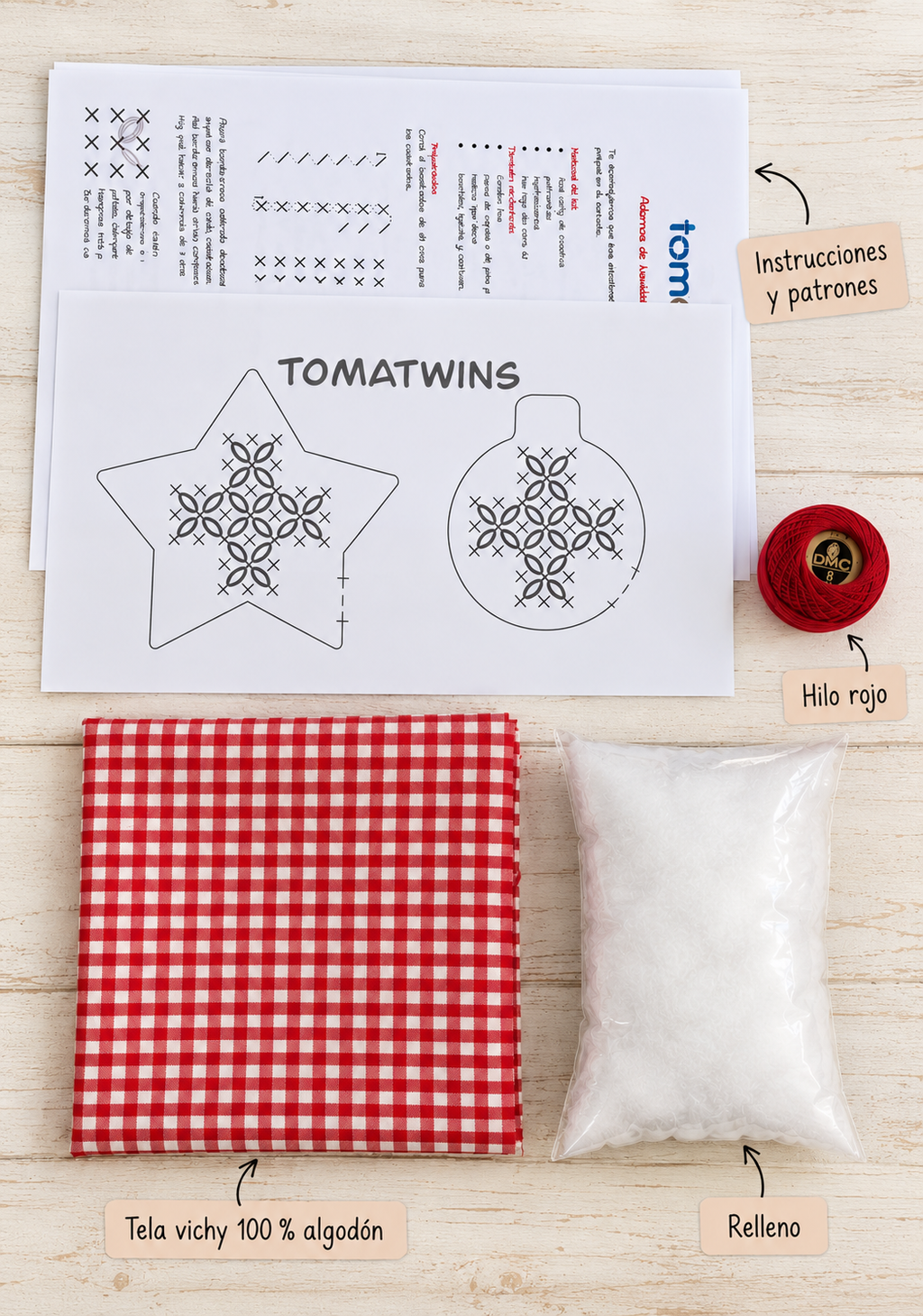 Kit para bordar adornos navideños en Punto Español