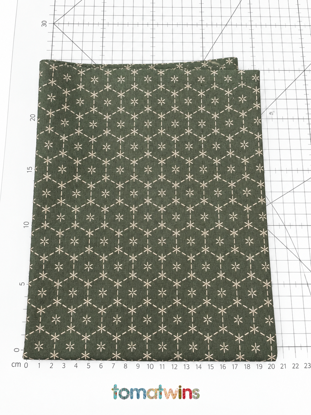 Tela de algodón con estampado efecto sashiko verde